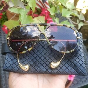Bottega Veneta Drop Aviator Sunglasses in Black/Yellow (NEW)